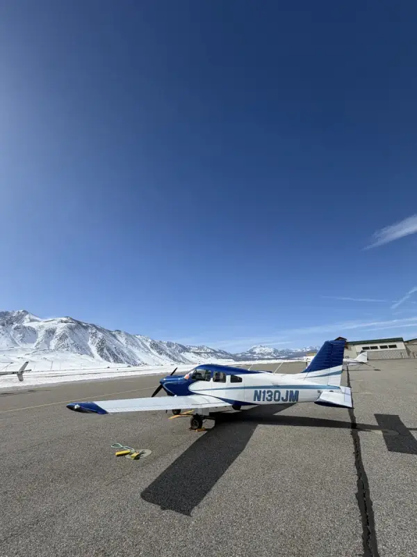 A training aircraft on the ramp at Van Nuys Airport